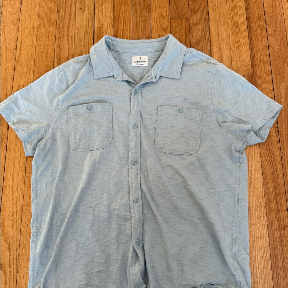 Casual Light Blue Button Down Shirt for Men